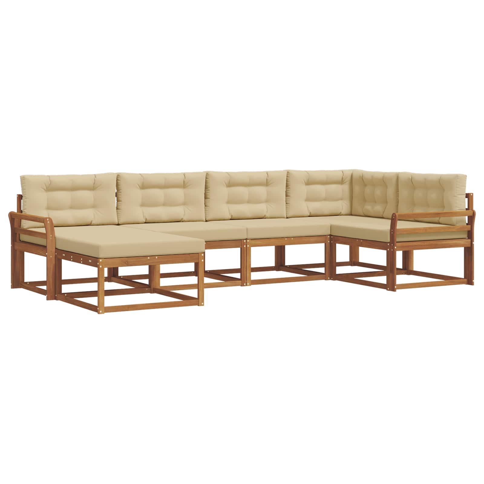Udendørs sofagruppe med pude 6 pcs Naturlig og Beige