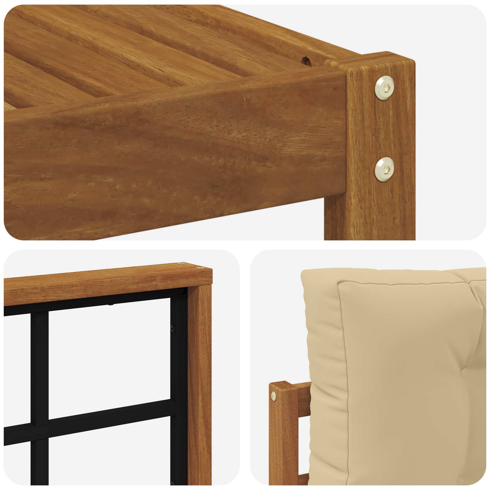 Udendørs sofagruppe med pude 6 pcs Naturlig og Beige