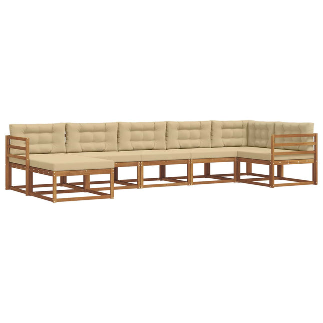 Udendørs sofagruppe med pude 7 pcs Naturlig og Beige