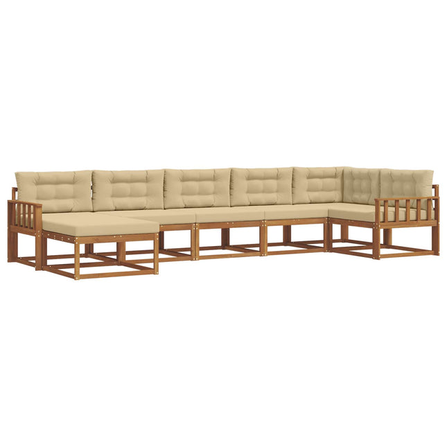 Udendørs sofagruppe med pude 7 pcs Naturlig og Beige