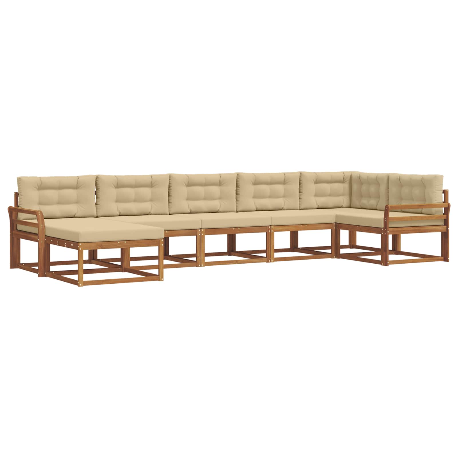 Udendørs sofagruppe med pude 7 pcs Naturlig og Beige