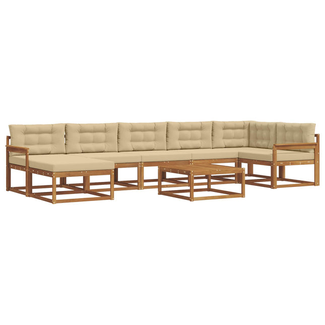 Udendørs sofagruppe med pude 8 pcs Naturlig og Beige