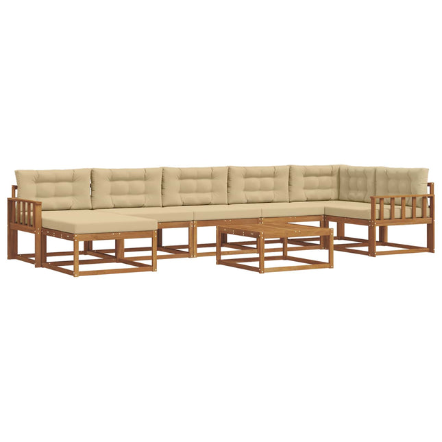 Udendørs sofagruppe med pude 8 pcs Naturlig og Beige