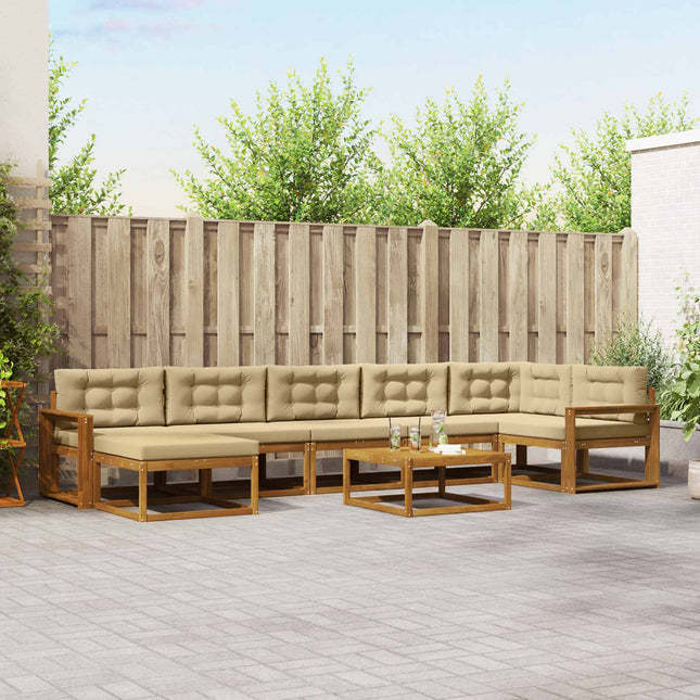 Udendørs sofagruppe med pude 8 pcs Naturlig og Beige