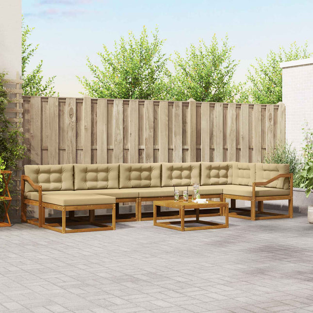 Udendørs sofagruppe med pude 8 pcs Naturlig og Beige