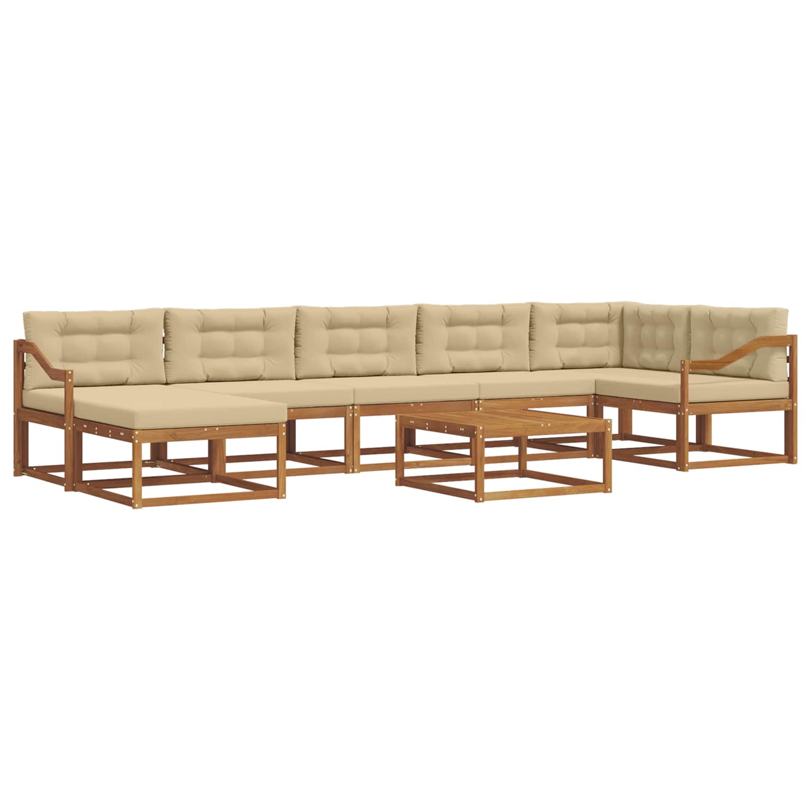 Udendørs sofagruppe med pude 8 pcs Naturlig og Beige