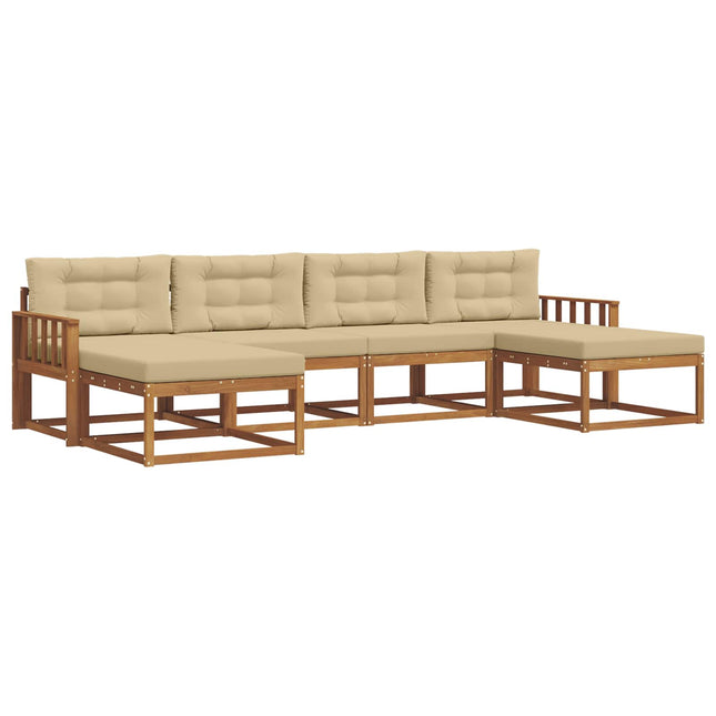 Udendørs sofagruppe med pude 6 pcs Naturlig og Beige