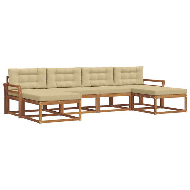 Udendørs sofagruppe med pude 6 pcs Naturlig og Beige