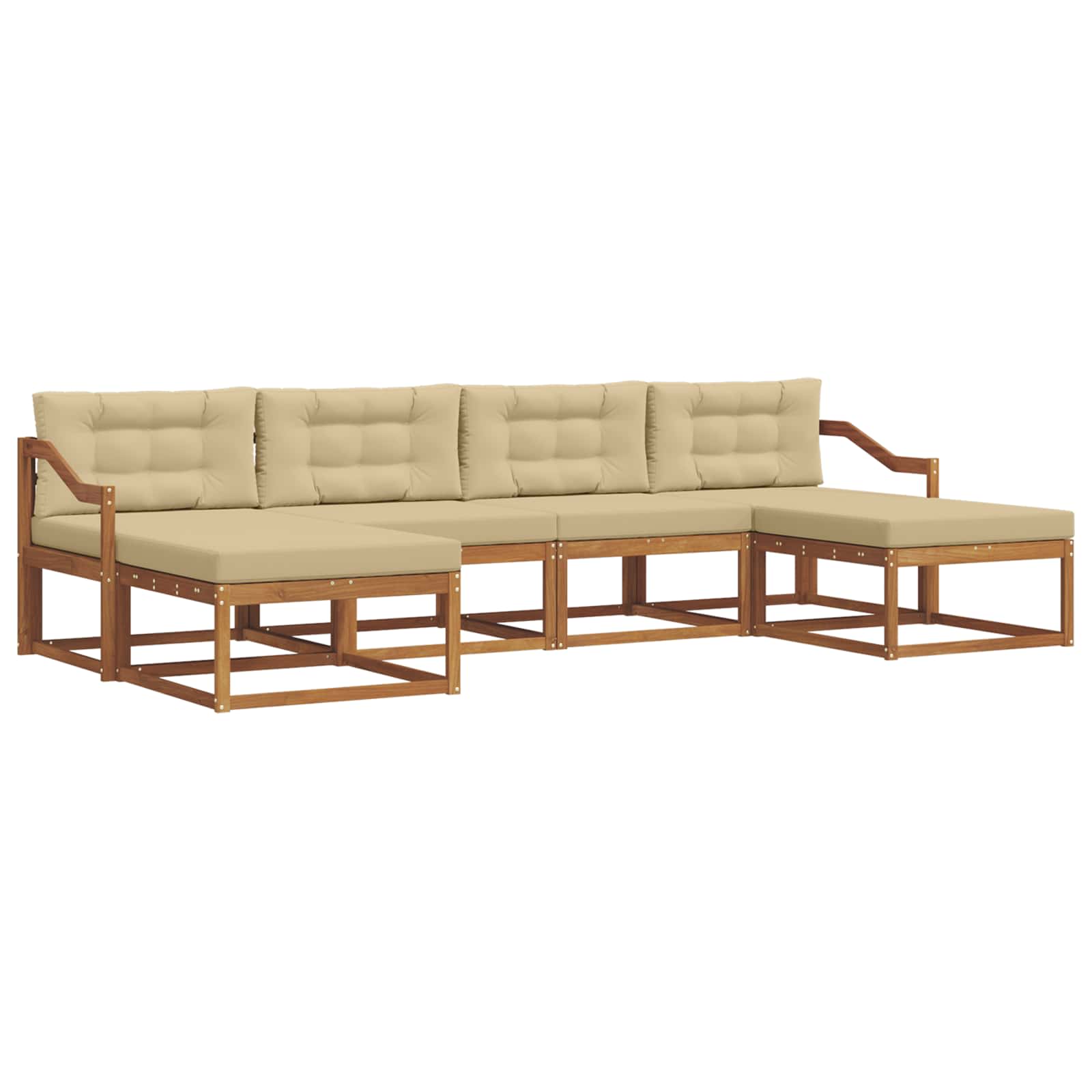 Udendørs sofagruppe med pude 6 pcs Naturlig og Beige