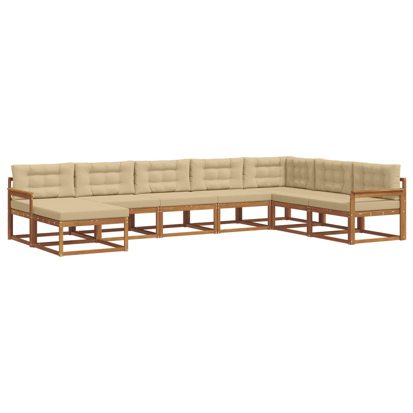 Udendørs sofagruppe med pude 8 pcs Naturlig og Beige