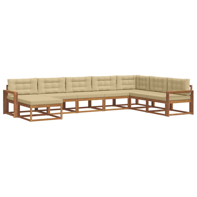 Udendørs sofagruppe med pude 8 pcs Naturlig og Beige