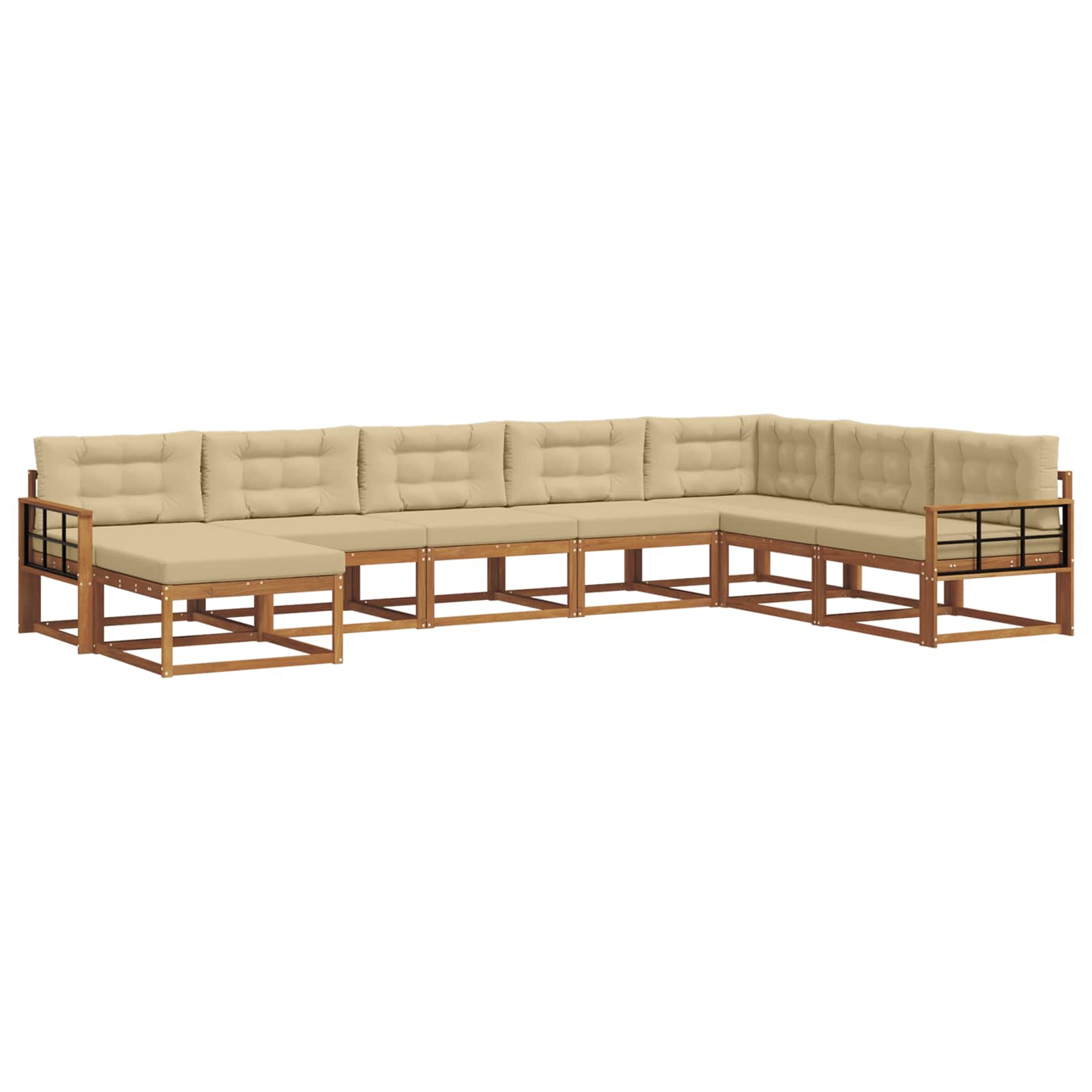 Udendørs sofagruppe med pude 8 pcs Naturlig og Beige