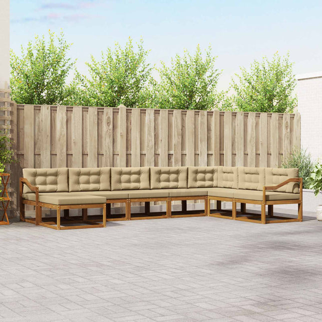 Udendørs sofagruppe med pude 8 pcs Naturlig og Beige