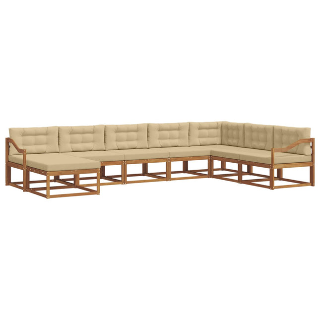 Udendørs sofagruppe med pude 8 pcs Naturlig og Beige