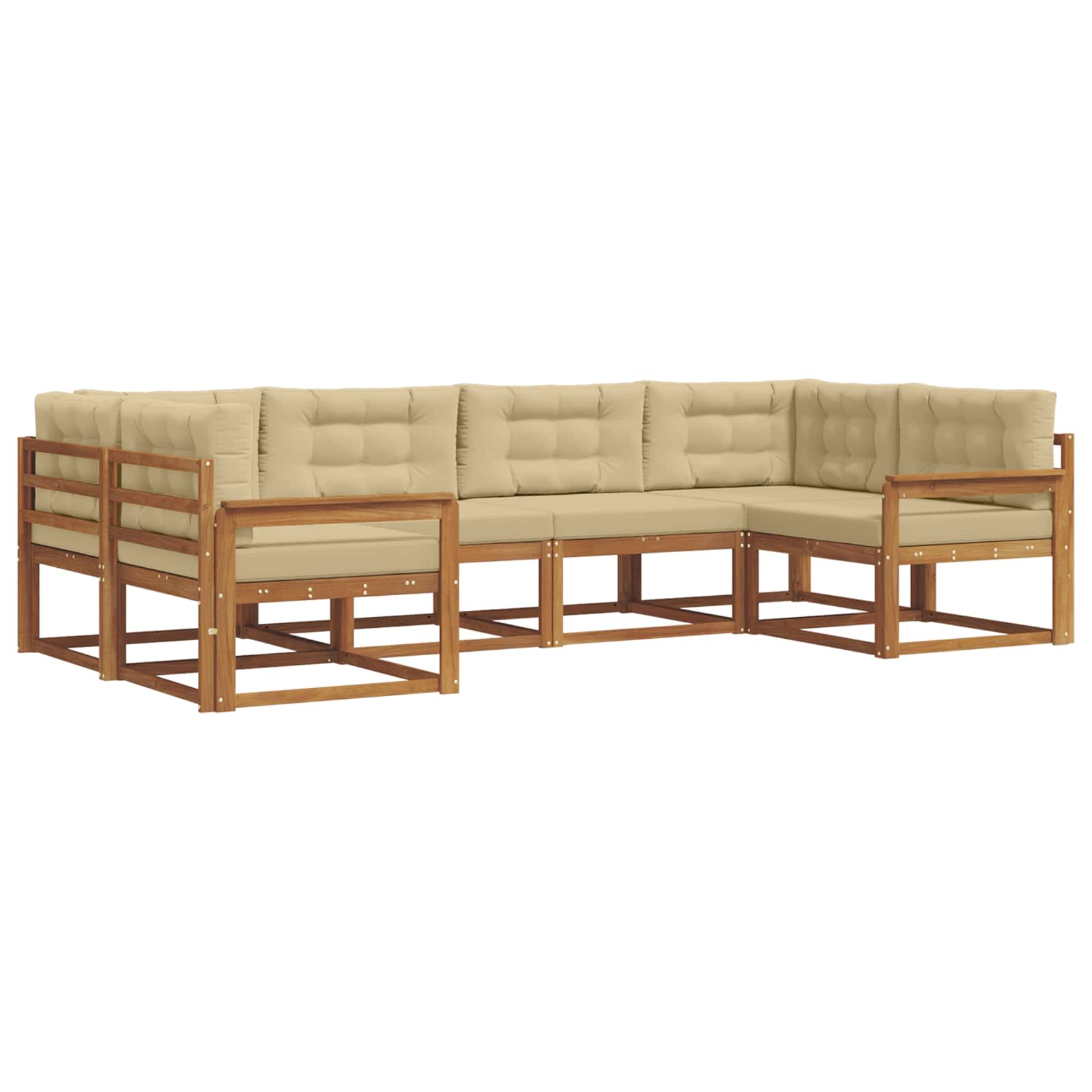 Udendørs sofagruppe med pude 6 pcs Naturlig og Beige