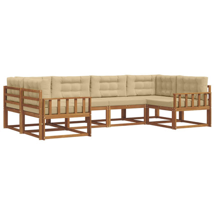 Udendørs sofagruppe med pude 6 pcs Naturlig og Beige