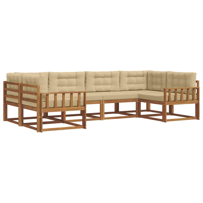 Udendørs sofagruppe med pude 6 pcs Naturlig og Beige