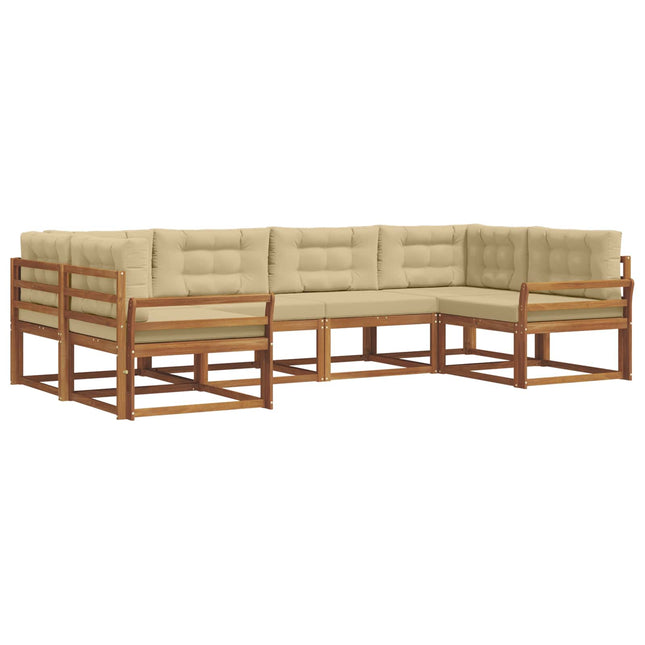 Udendørs sofagruppe med pude 6 pcs Naturlig og Beige