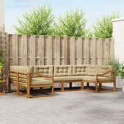 Udendørs sofagruppe med pude 6 pcs Naturlig og Beige