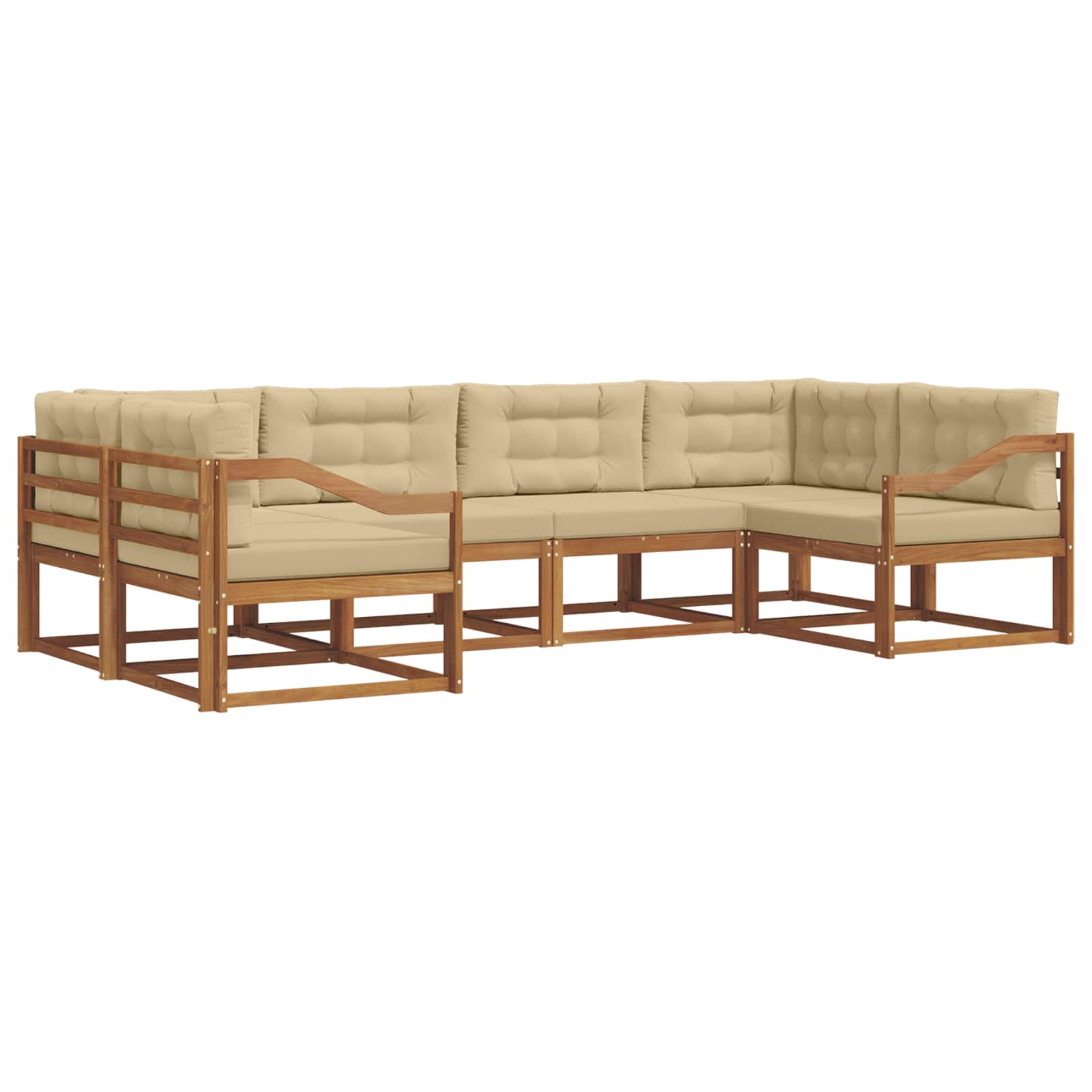 Udendørs sofagruppe med pude 6 pcs Naturlig og Beige