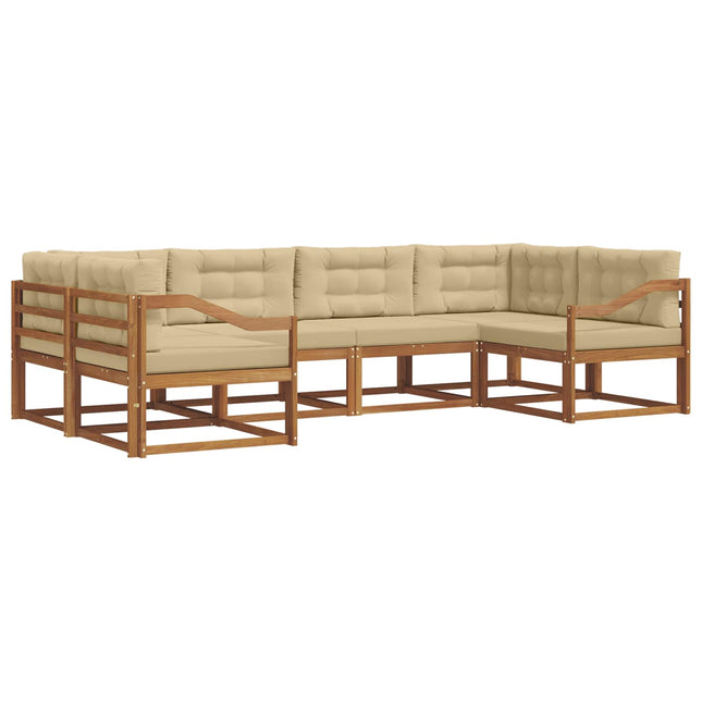 Udendørs sofagruppe med pude 6 pcs Naturlig og Beige