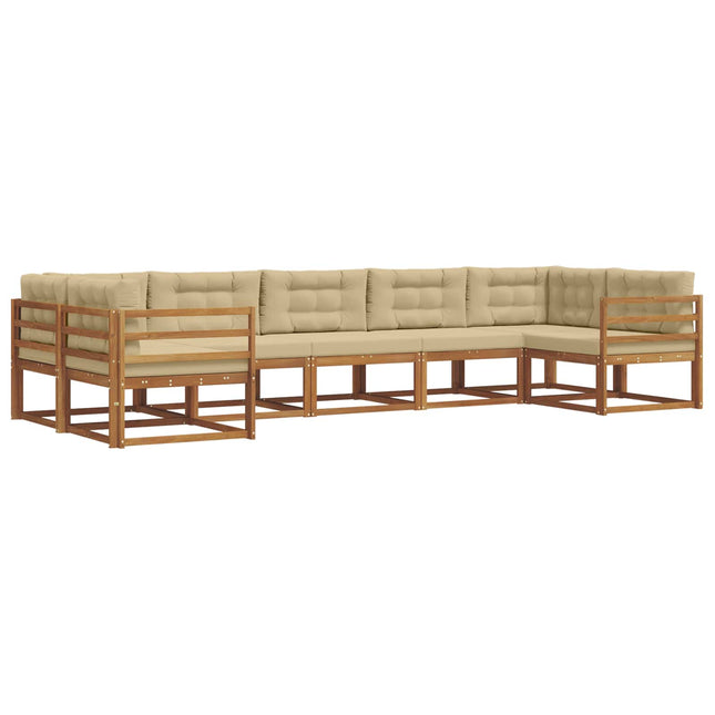Udendørs sofagruppe med pude 7 pcs Naturlig og Beige