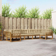 Udendørs sofagruppe med pude 7 pcs Naturlig og Beige