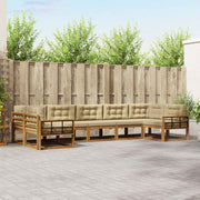 Udendørs sofagruppe med pude 7 pcs Naturlig og Beige