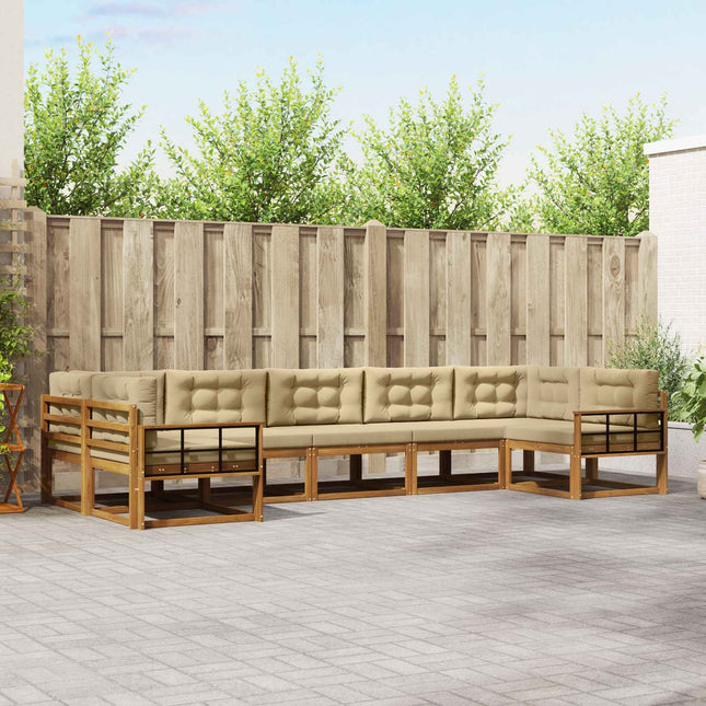 Udendørs sofagruppe med pude 7 pcs Naturlig og Beige