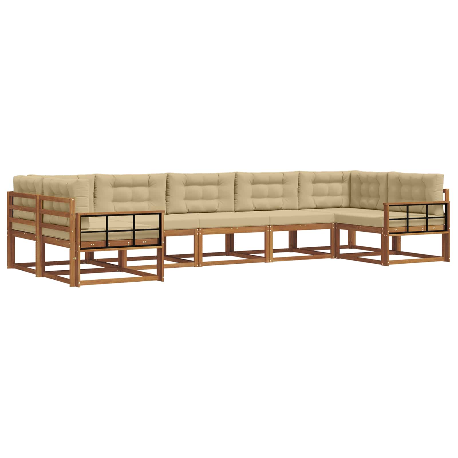 Udendørs sofagruppe med pude 7 pcs Naturlig og Beige