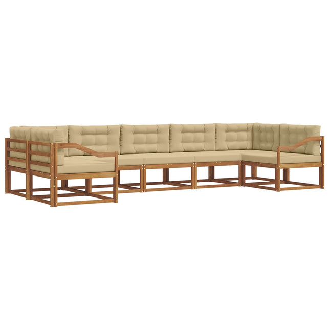 Udendørs sofagruppe med pude 7 pcs Naturlig og Beige