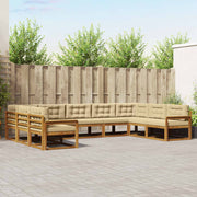 Udendørs sofagruppe med pude 9 pcs Naturlig og Beige