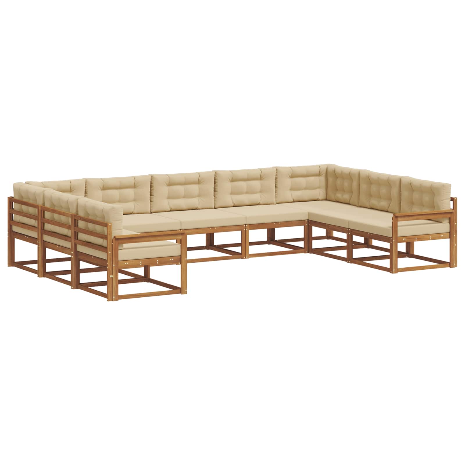 Udendørs sofagruppe med pude 9 pcs Naturlig og Beige