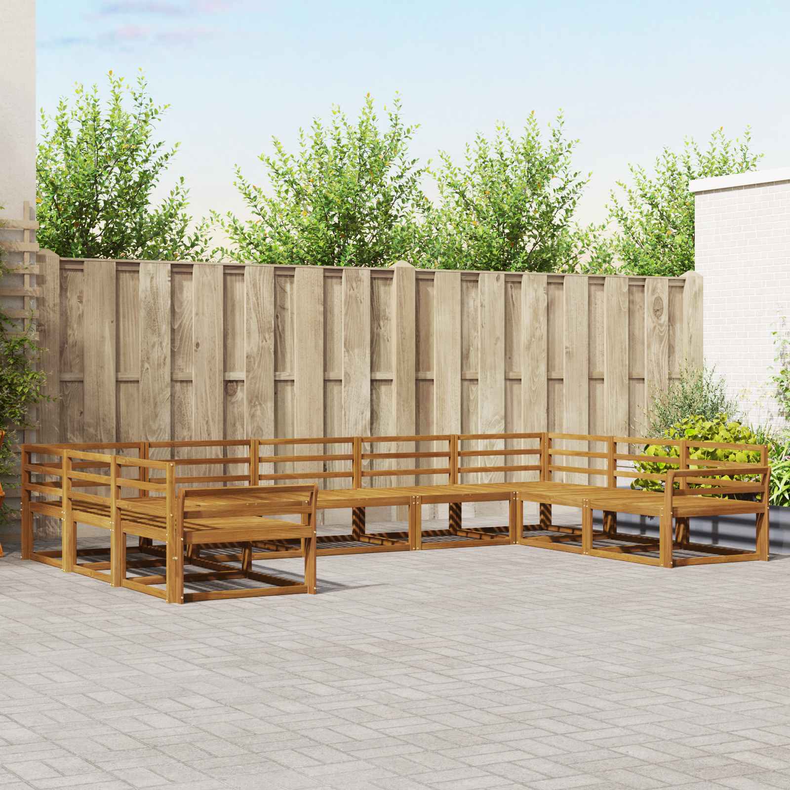 Udendørs sofagruppe 9 pcs Naturfarvet Massivt Akacietræ