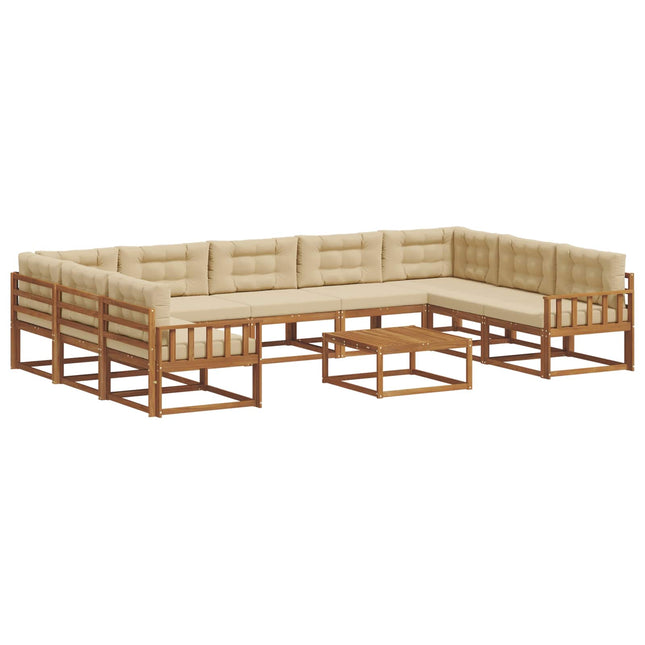 Udendørs sofagruppe med pude 10 pcs Naturlig og Beige