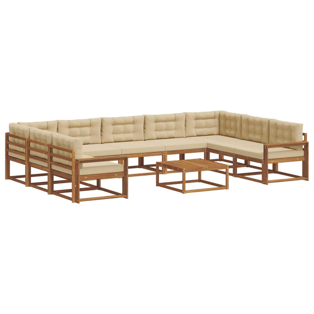Udendørs sofagruppe med pude 10 pcs Naturlig og Beige