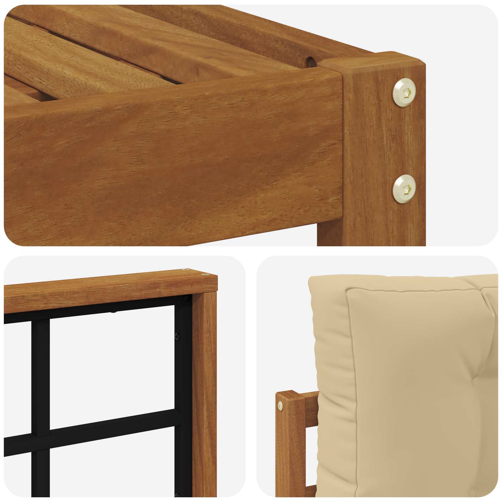 Udendørs sofagruppe med pude 10 pcs Naturlig og Beige