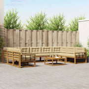 Udendørs sofagruppe med pude 10 pcs Naturlig og Beige