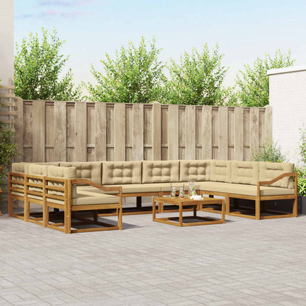 Udendørs sofagruppe med pude 10 pcs Naturlig og Beige