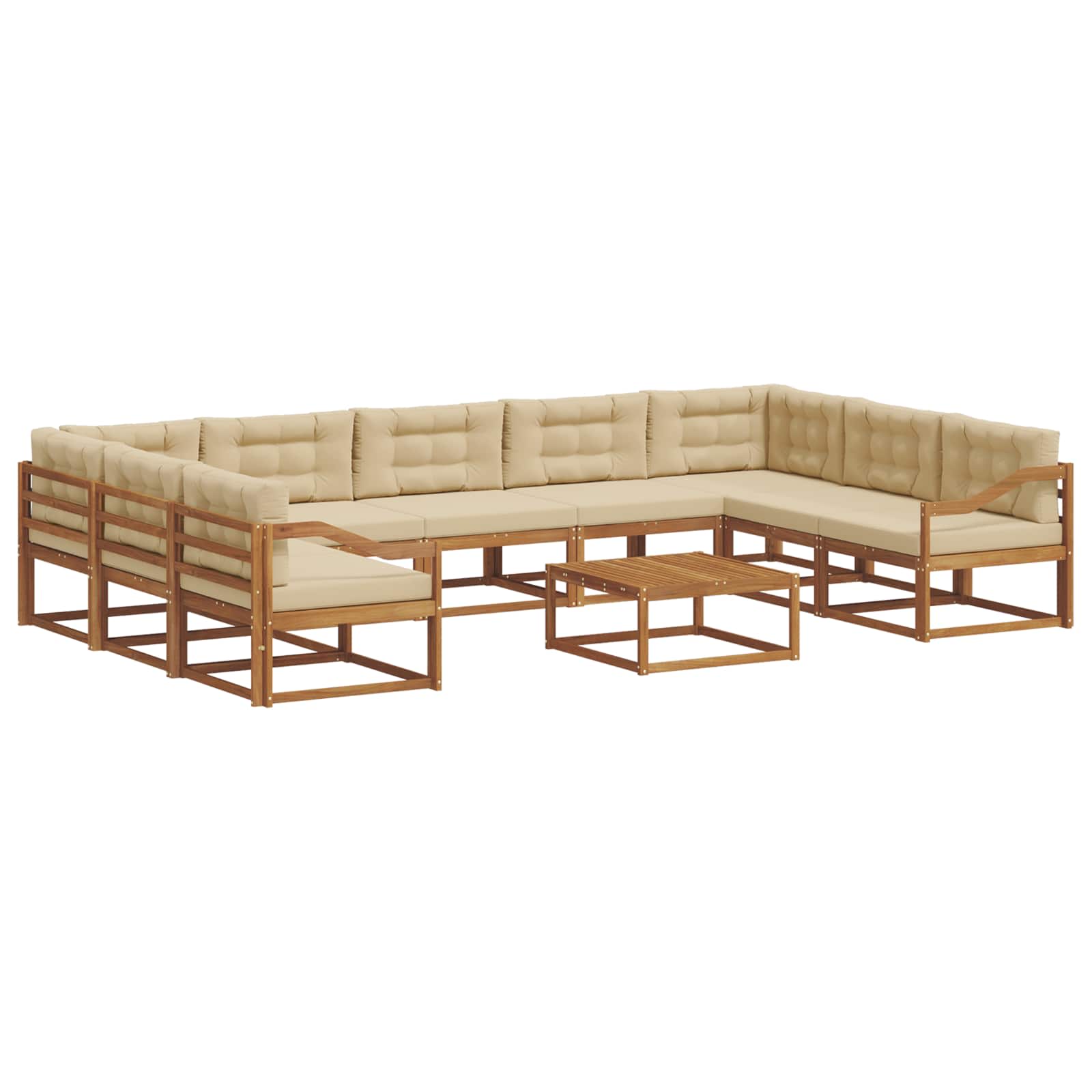 Udendørs sofagruppe med pude 10 pcs Naturlig og Beige
