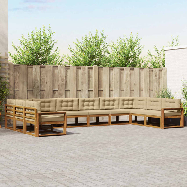 Udendørs sofagruppe med pude 10 pcs Naturlig og Beige