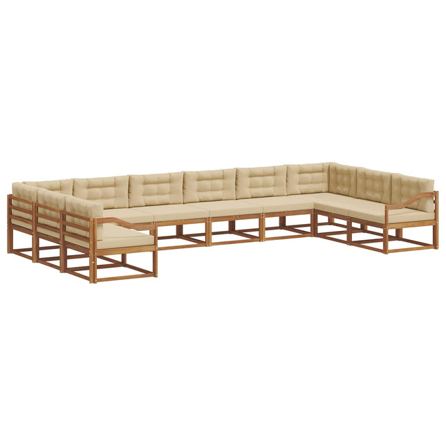 Udendørs sofagruppe med pude 10 pcs Naturlig og Beige