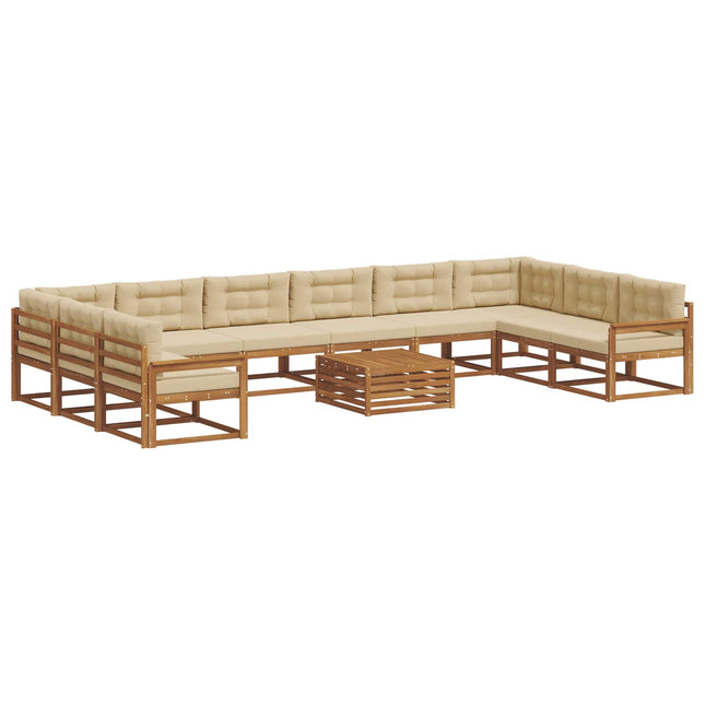 Udendørs sofagruppe med pude 11 pcs Naturlig og Beige