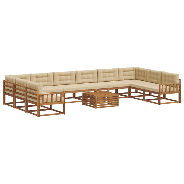 Udendørs sofagruppe med pude 11 pcs Naturlig og Beige