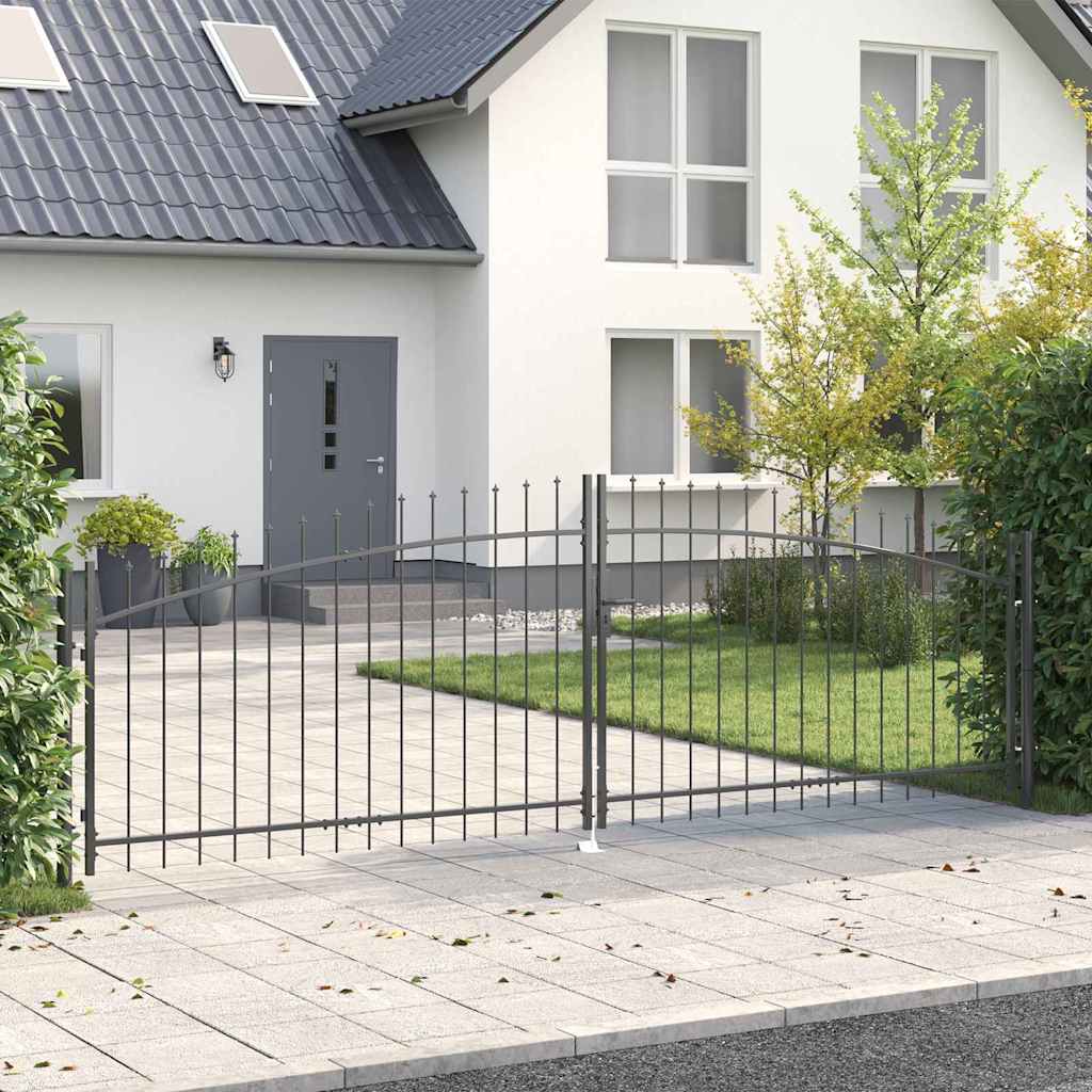 Dobbelt haveport med lås - Woerden, grå stål 400 × 199,5 cm