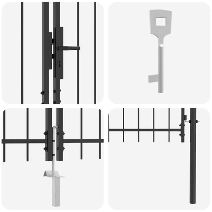 Dobbelt Port WOERDEN 400 x 249,5 cm Stål Grå Låses