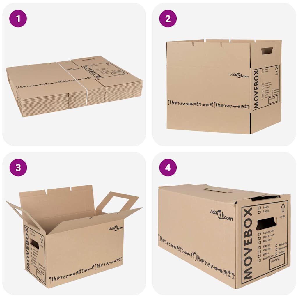 Flyttekasse 20 pcs Naturfarvet 59 x 31,5 x 31,5 cm Pap