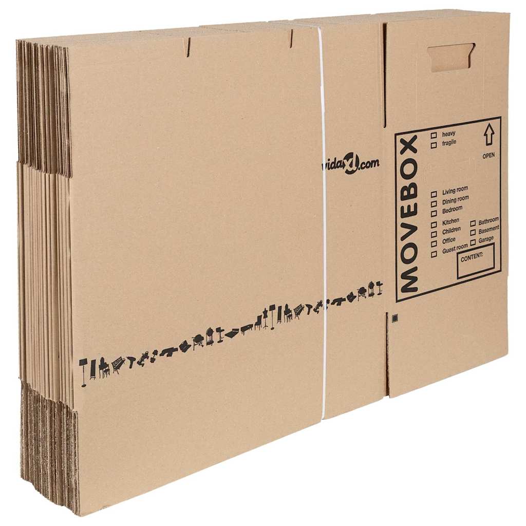 Flyttekasse 20 pcs Naturfarvet 59 x 31,5 x 31,5 cm Pap