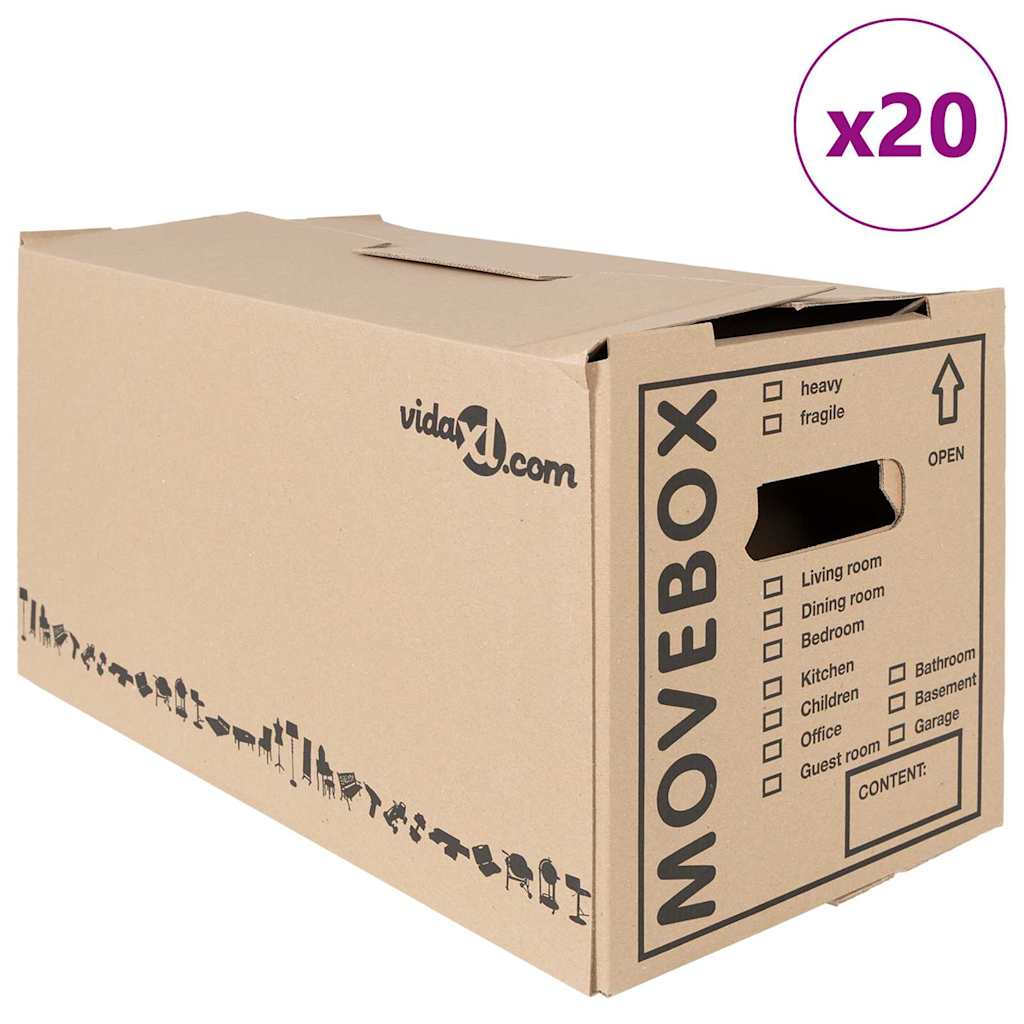 Flyttekasse 20 pcs Naturfarvet 59 x 31,5 x 31,5 cm Pap