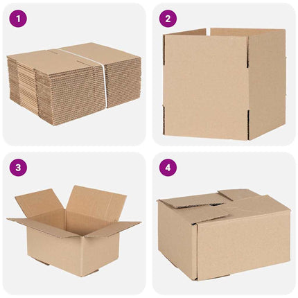 Foldbar Kasse 50 stk. Naturfarvet 20 x 15 x 10 cm Pap